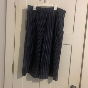 striped wide leg capri pants